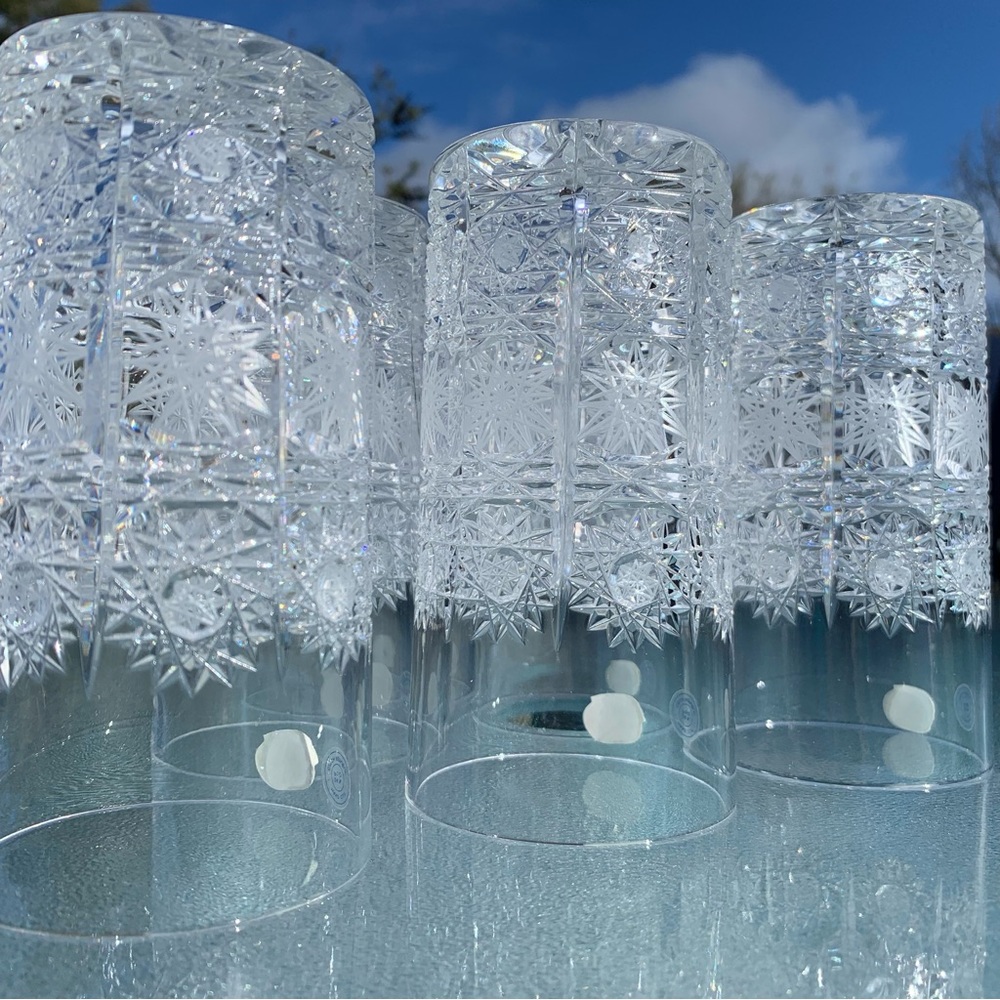 Bohemia Crystal Queen Lace Pattern 12 Oz. Vintage Flat Tumbler Glasses, Set of 6 - Picture 8 of 9